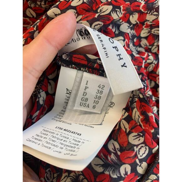 Philosophy Women's Lorenzo Serafini Ruffle Front Silk Chiffon Blouse Red Size 6 - Picture 4 of 6